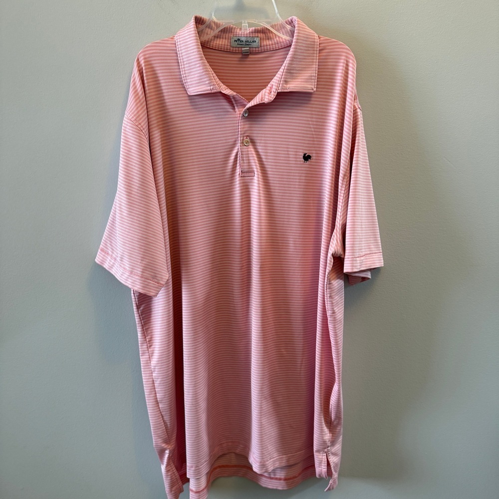 Peter Millar Pink Striped Golf Polo – Men's Size XL